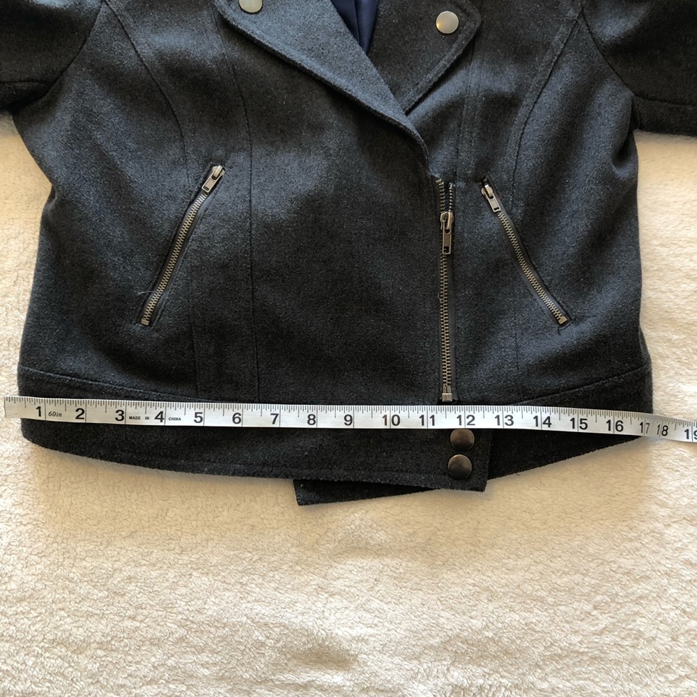 Wool blend Moto-style Cropped asymmetric zip Jacket - Picture 5 of 9